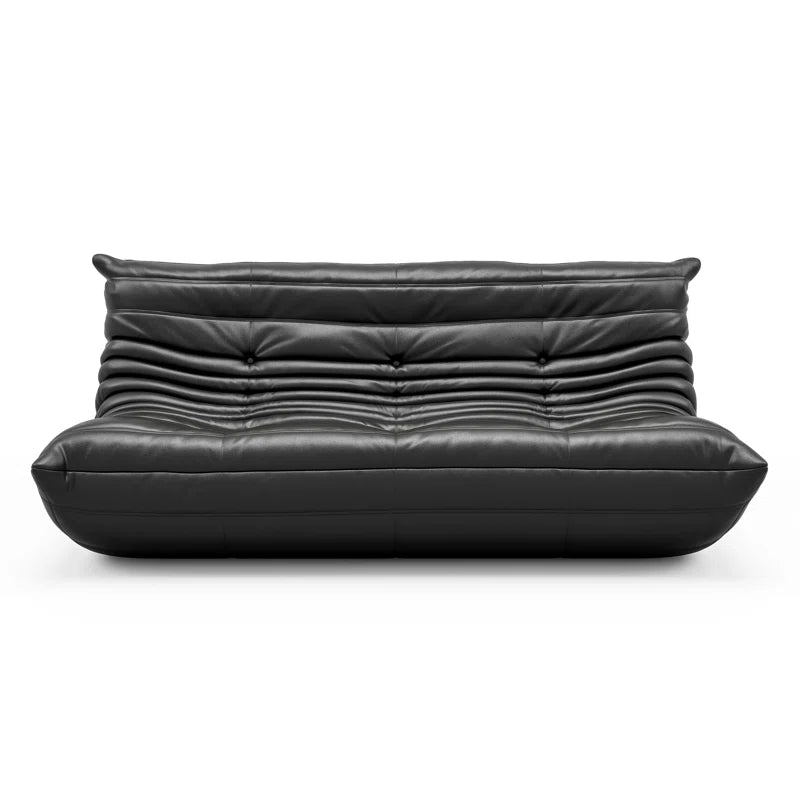 Armless Large Microfiber Leather 3-Seat Bean Bag Sofa