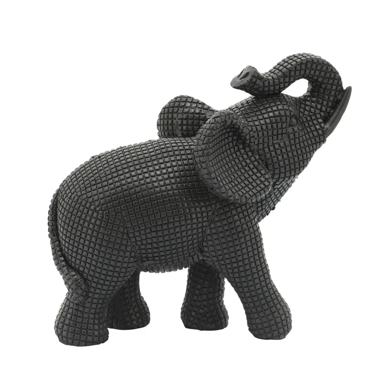 Boho 7" Polyresin Elephant Sculpture Decorative Figurine - 7" X 4" X 7"