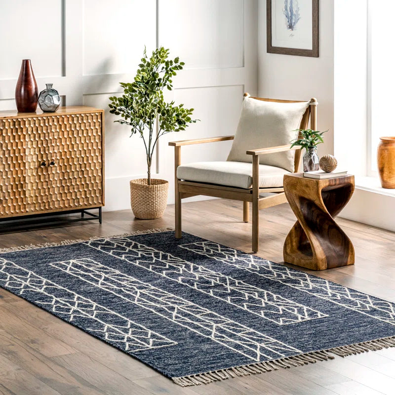 Melley Bohemian Tribal Banded Tasseld Area Rug