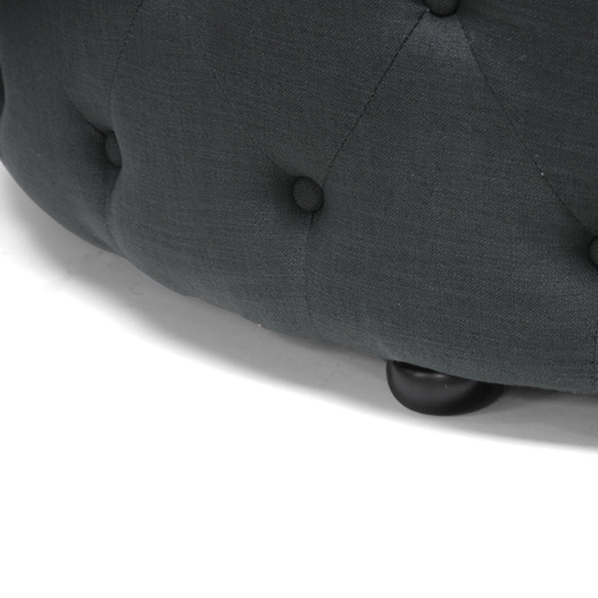 Baxton Studio Cardiff Dark Gray Linen Modern Tufted Ottoman