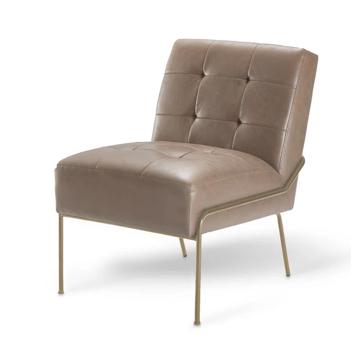 Schaible Leather Tufted Armless Side Chair