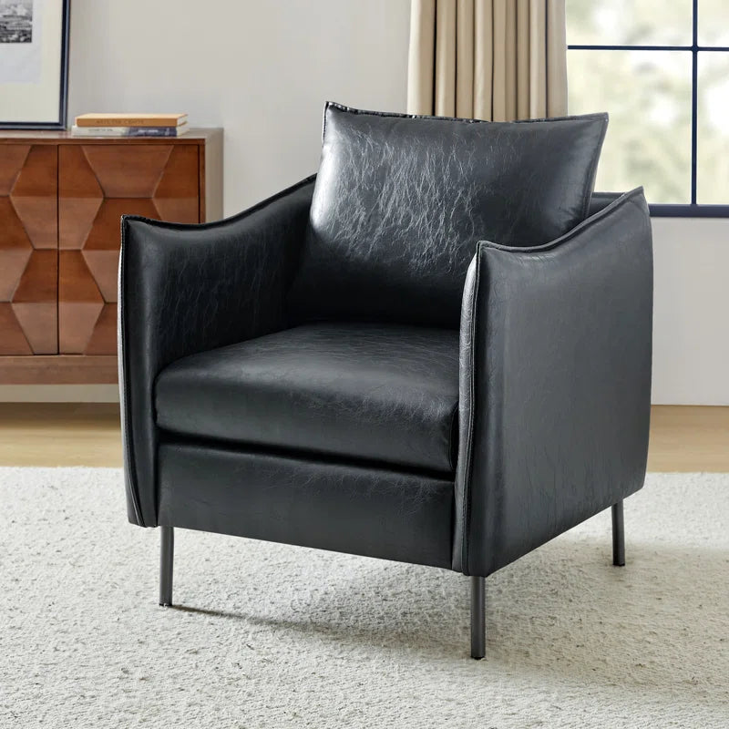 Eamor Faux Leather Armchair with Unique Arms