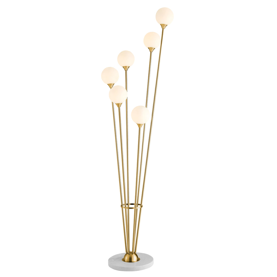 Anechdoche 6-Light Floor Lamp in Gold and White