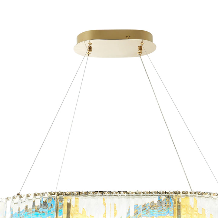 Chandelier with gold and marble design on a white background