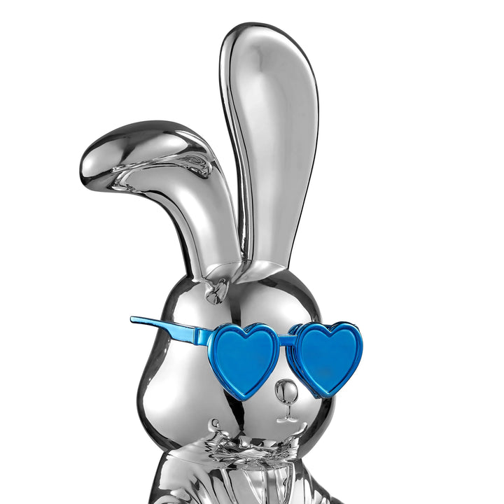 Sitting Rabbit with Blue Tie and Glasses