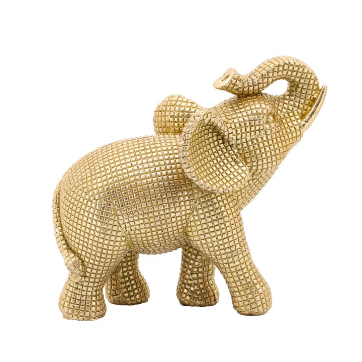 Boho 7" Polyresin Elephant Sculpture Decorative Figurine - 7" X 4" X 7"