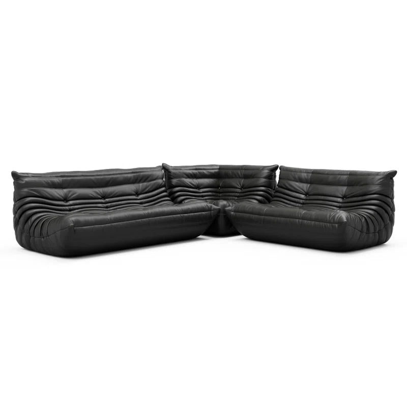 Armless Large Microfiber Leather 3-Seat Bean Bag Sofa