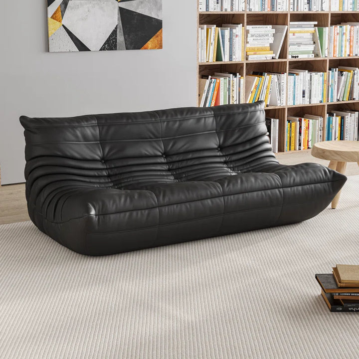 Armless Large Microfiber Leather 3-Seat Bean Bag Sofa