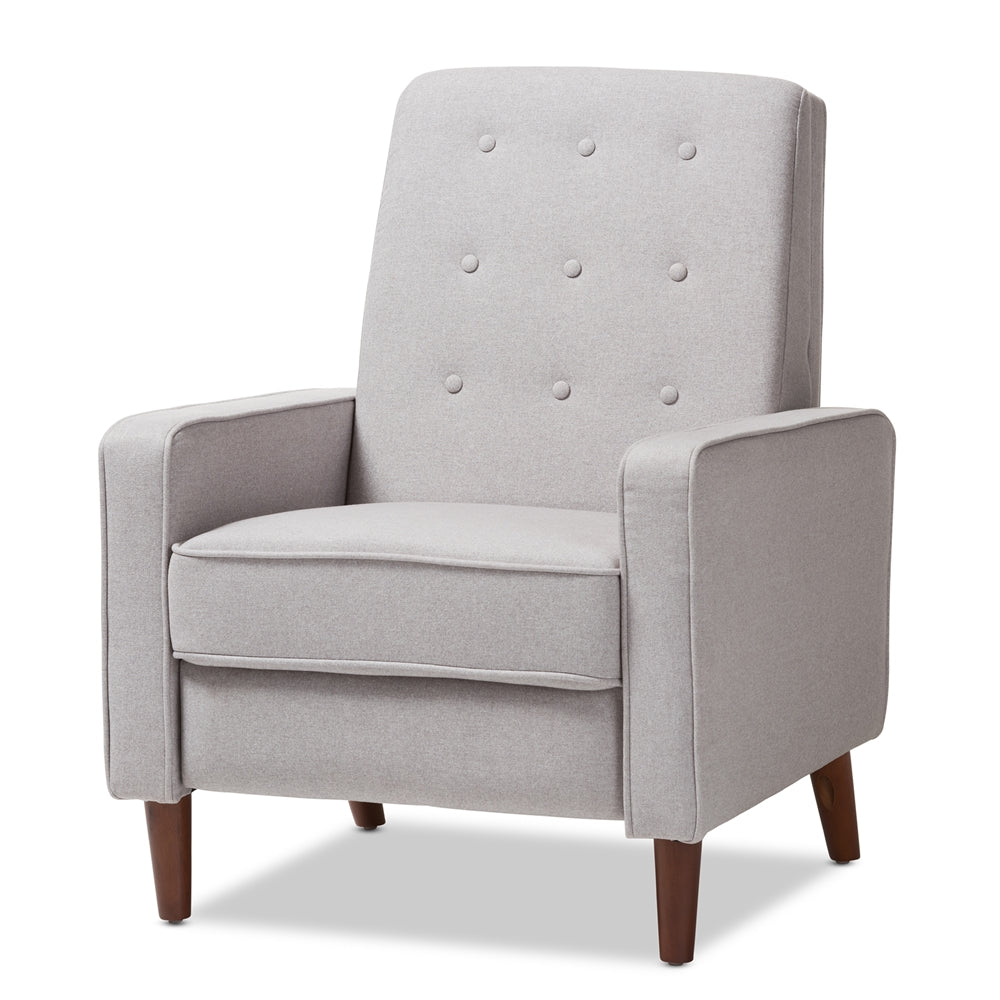 Mathias Mid-century Modern Light Grey Fabric Upholstered Lounge Chair