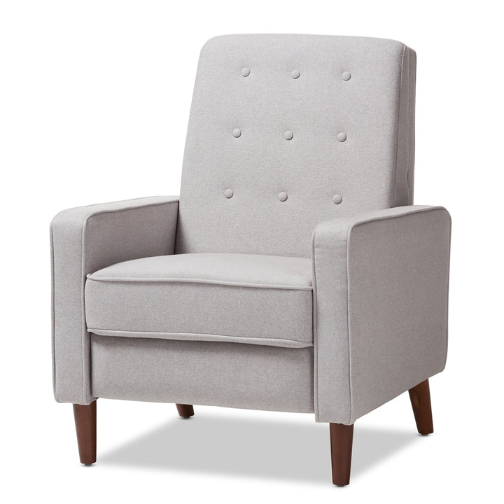 Mathias Mid-century Modern Light Grey Fabric Upholstered Lounge Chair
