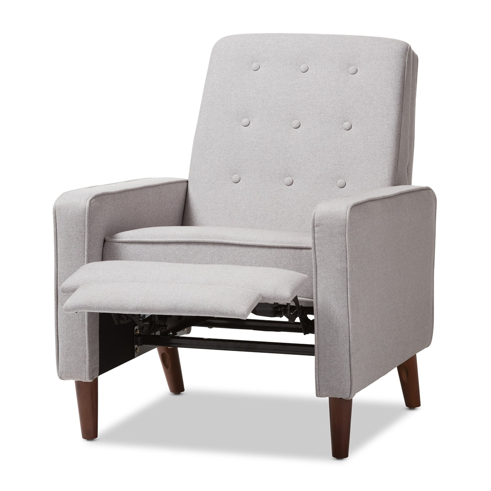 Mathias Mid-century Modern Light Grey Fabric Upholstered Lounge Chair