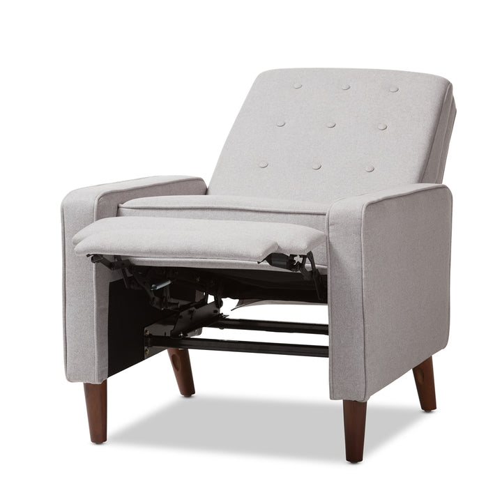 Mathias Mid-century Modern Light Grey Fabric Upholstered Lounge Chair
