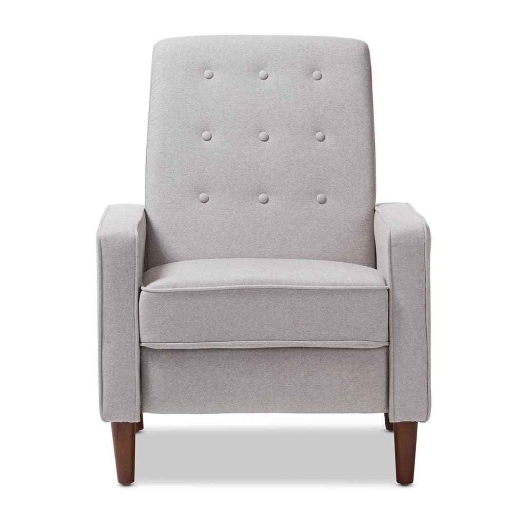Mathias Mid-century Modern Light Grey Fabric Upholstered Lounge Chair