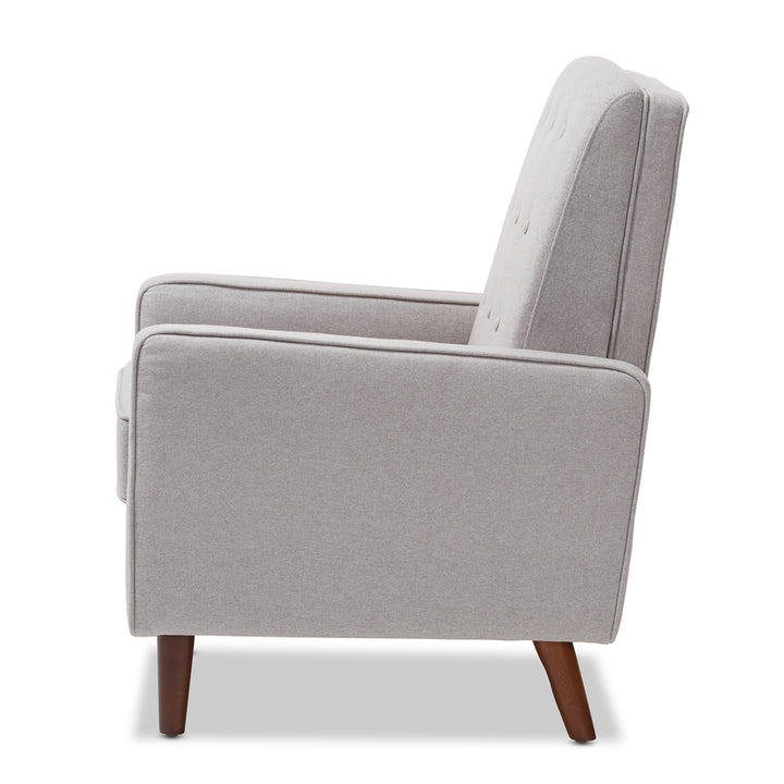 Mathias Mid-century Modern Light Grey Fabric Upholstered Lounge Chair