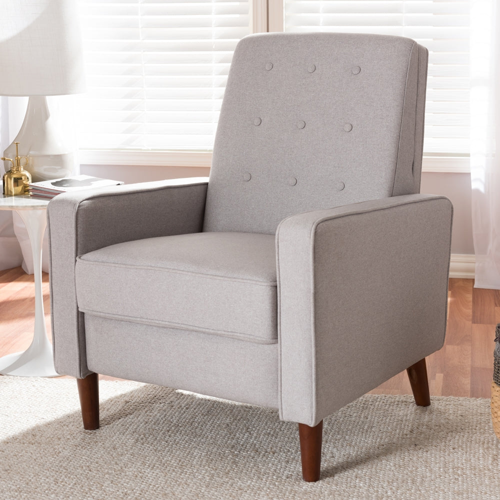 Mathias Mid-century Modern Light Grey Fabric Upholstered Lounge Chair
