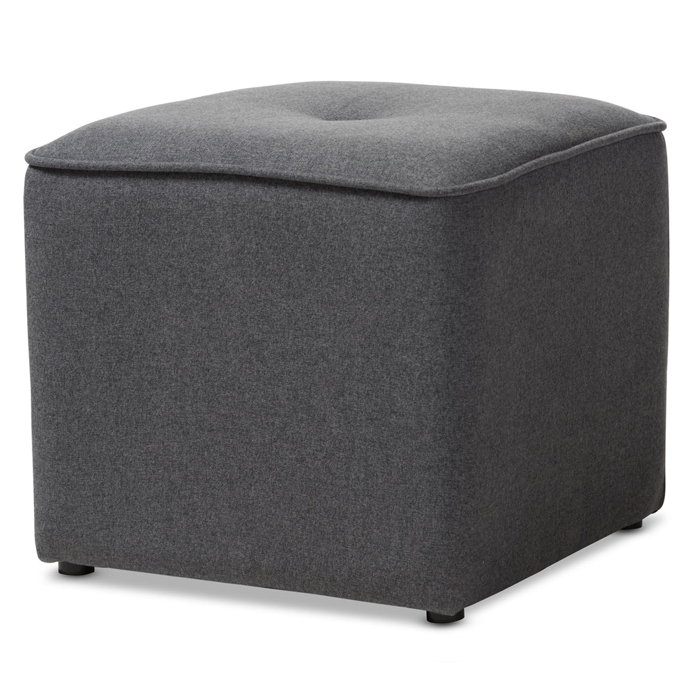 Corinne Modern and Contemporary Dark Grey Fabric Upholstered Ottoman