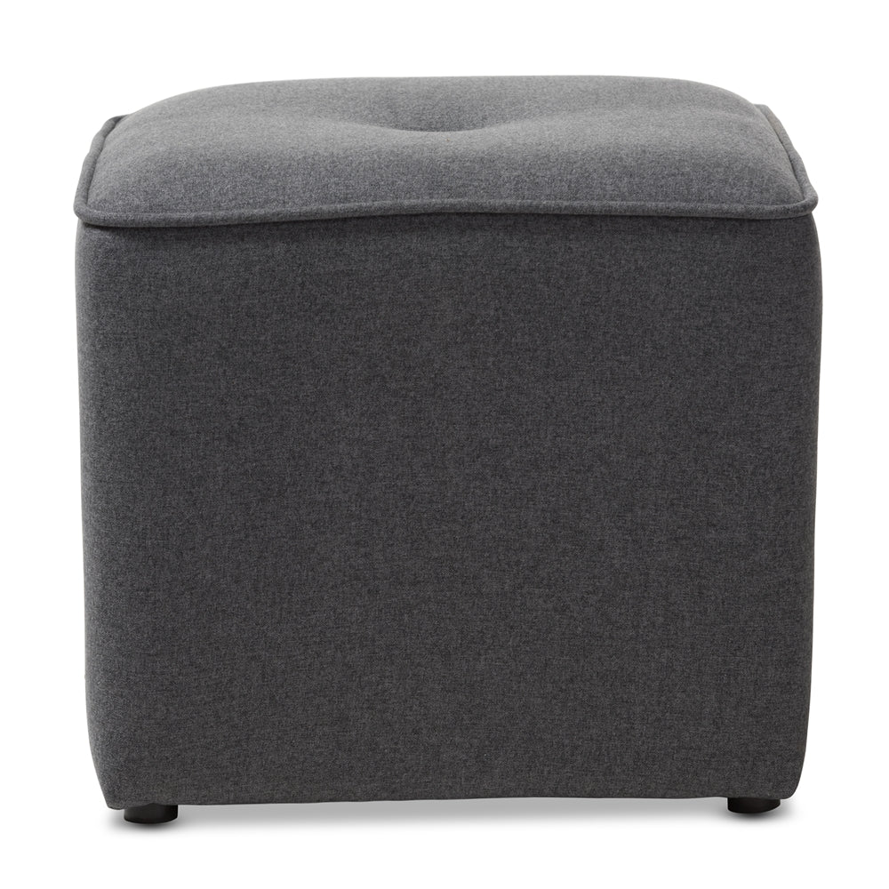 Corinne Modern and Contemporary Dark Grey Fabric Upholstered Ottoman