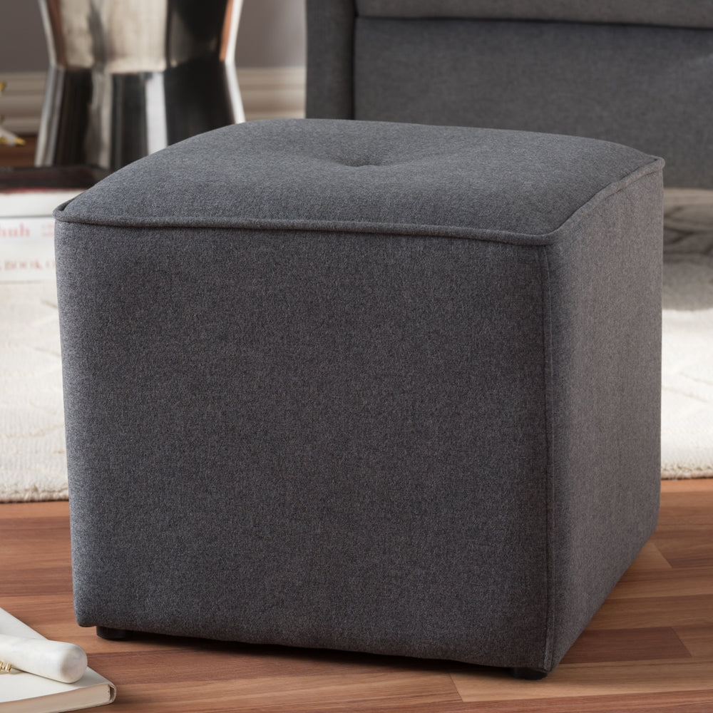Corinne Modern and Contemporary Dark Grey Fabric Upholstered Ottoman