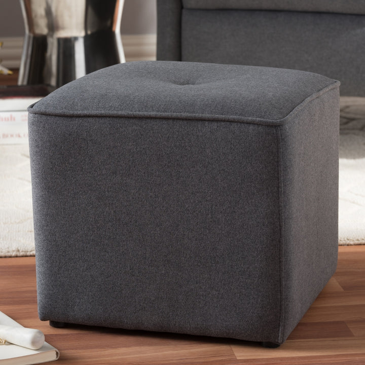 Corinne Modern and Contemporary Dark Grey Fabric Upholstered Ottoman