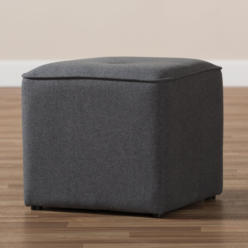 Corinne Modern and Contemporary Dark Grey Fabric Upholstered Ottoman