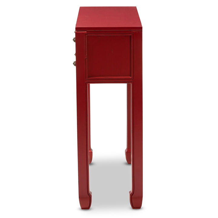 Pomme Classic and Antique Red Finished Wood & Bronze Console Table