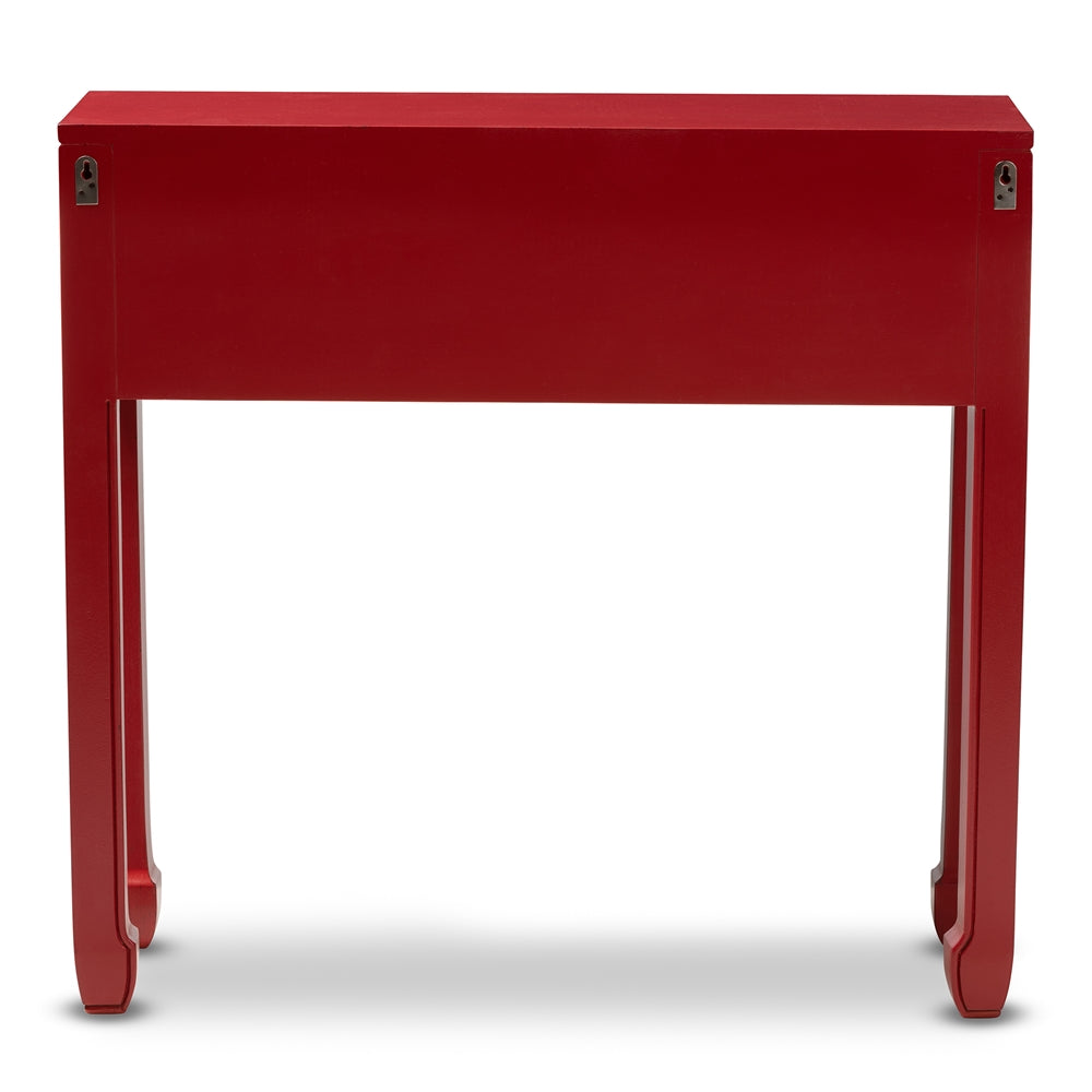 Pomme Classic and Antique Red Finished Wood & Bronze Console Table