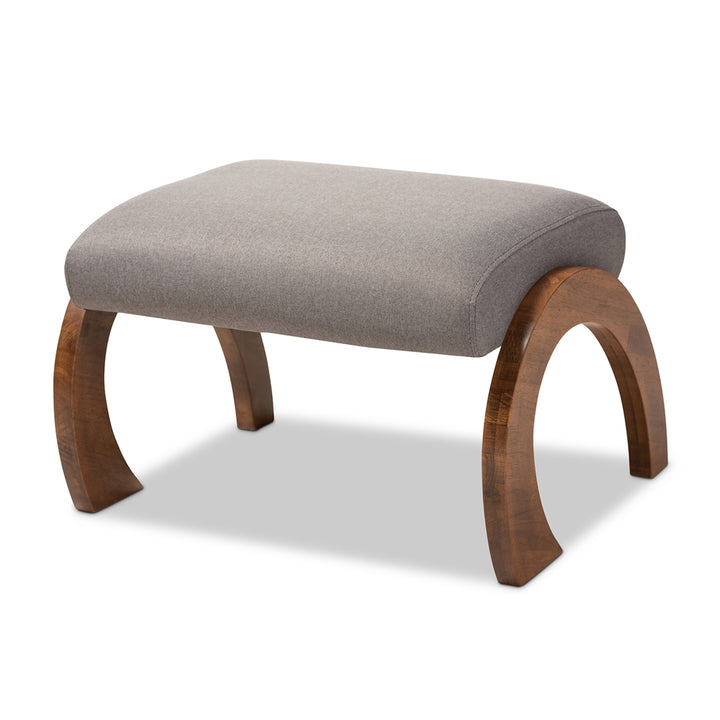 Contemporary Grey Fabric Upholstered Ottoman