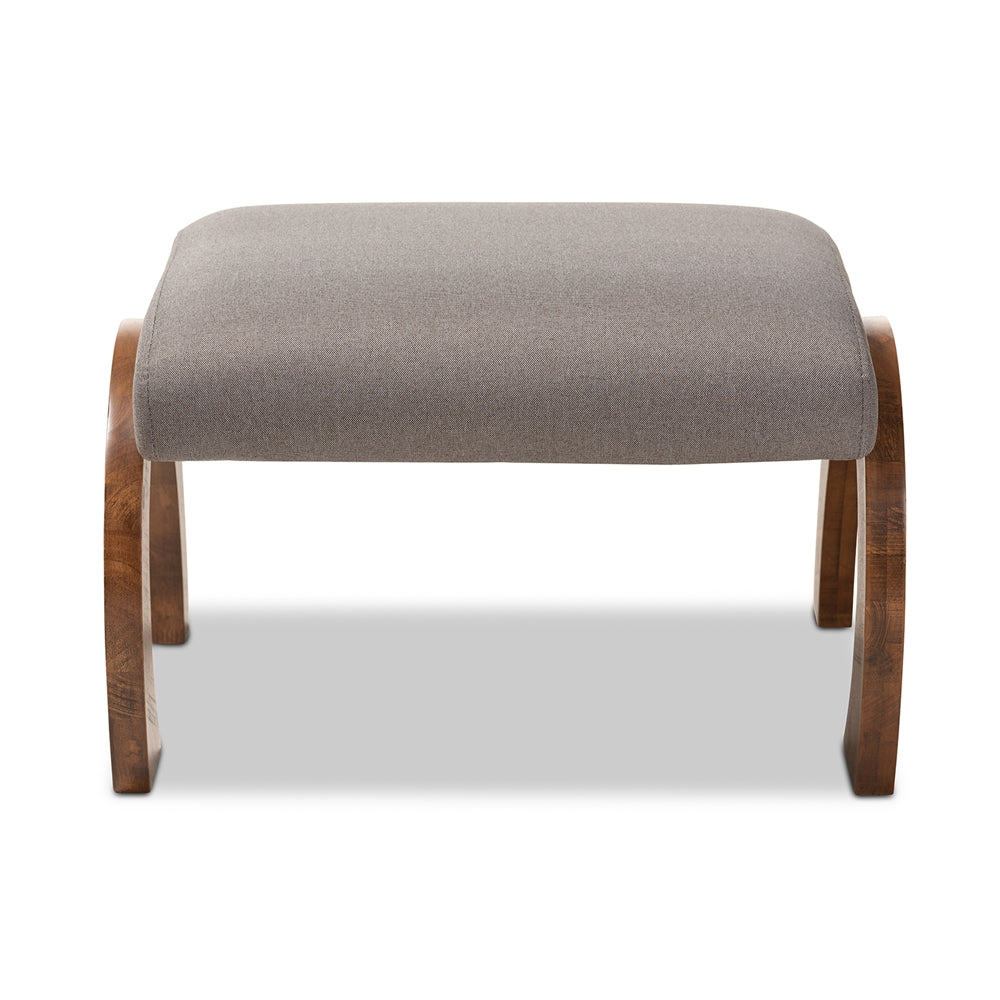 Contemporary Grey Fabric Upholstered Ottoman