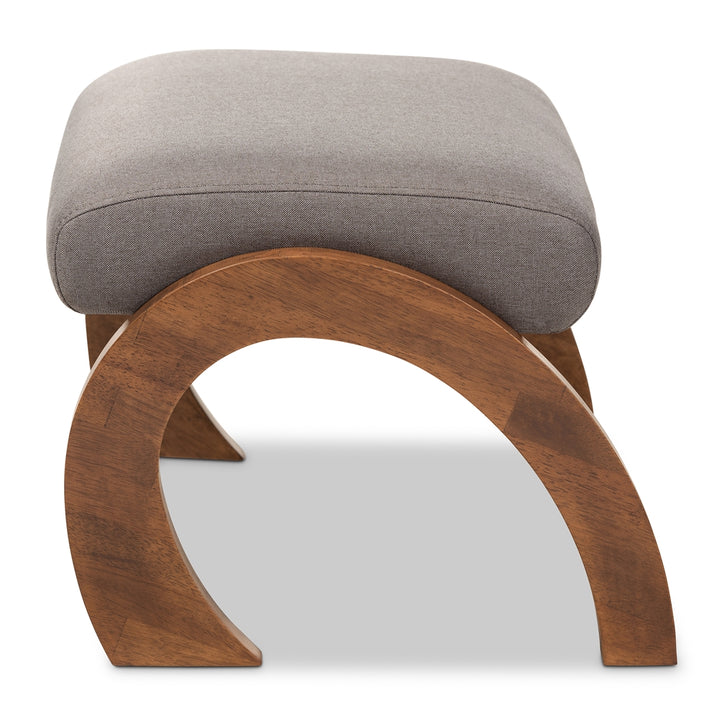 Contemporary Grey Fabric Upholstered Ottoman