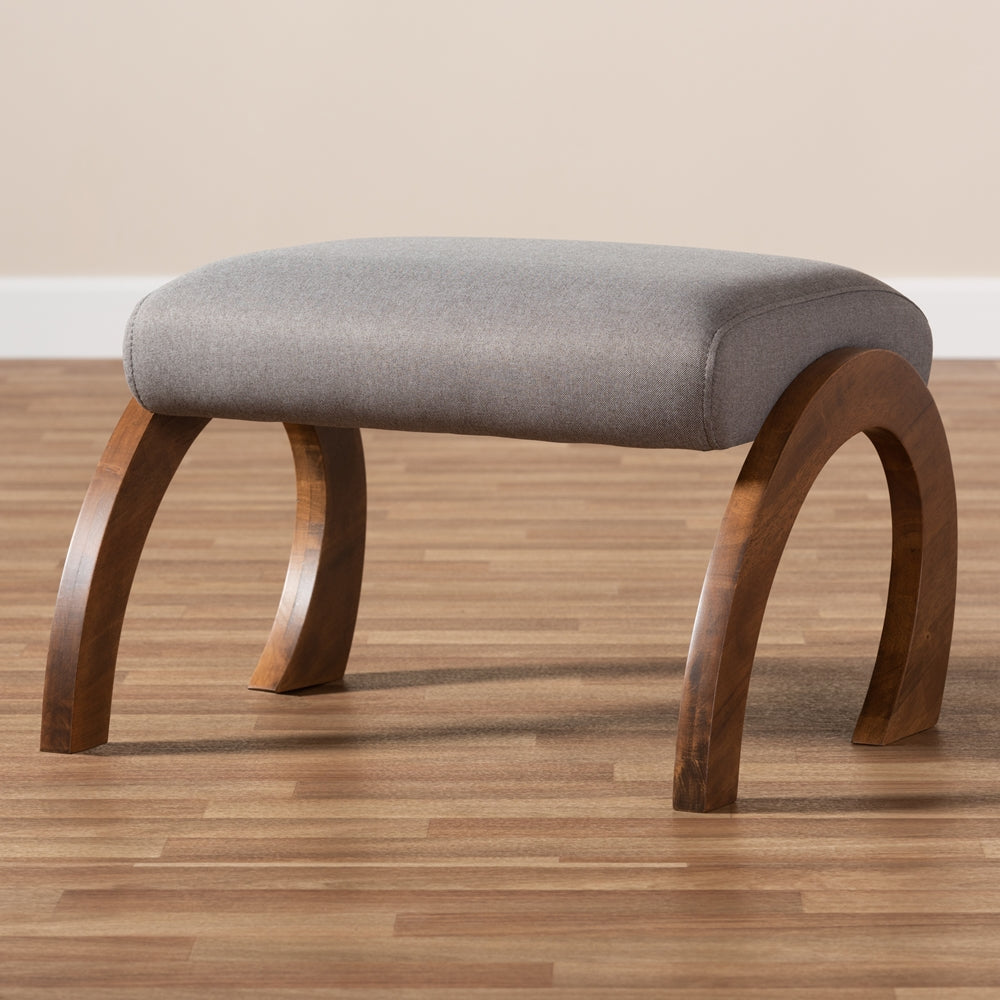 Contemporary Grey Fabric Upholstered Ottoman