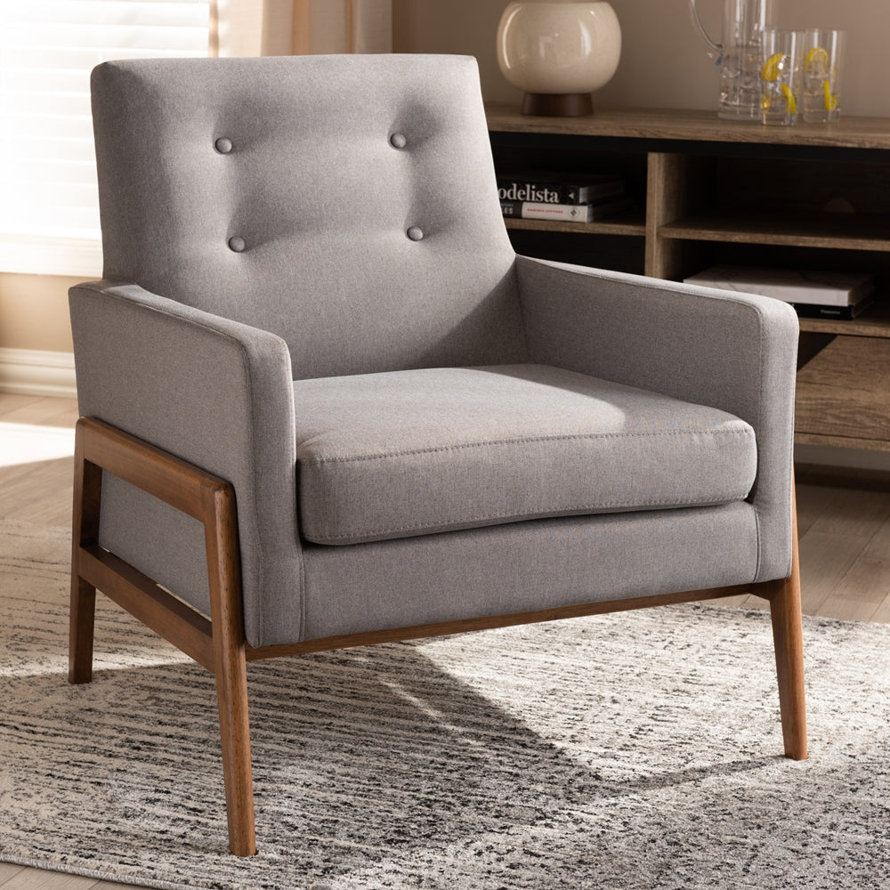 Perris Mid-Century Grey Lounge Chair