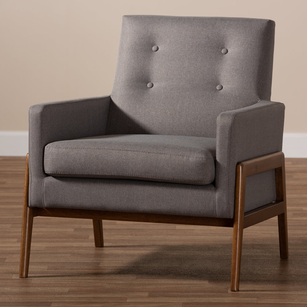 Perris Mid-Century Grey Lounge Chair