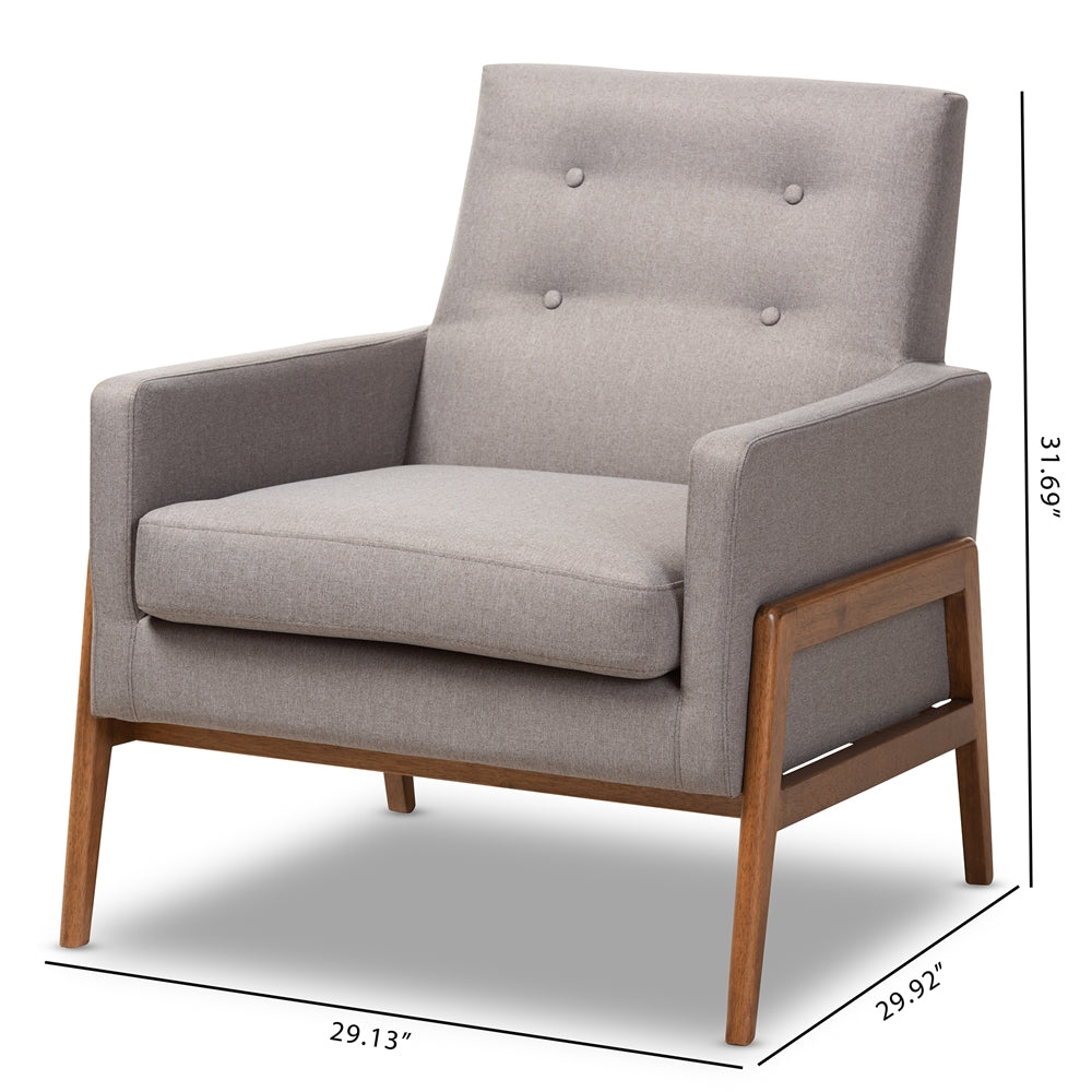 Perris Mid-Century Grey Lounge Chair