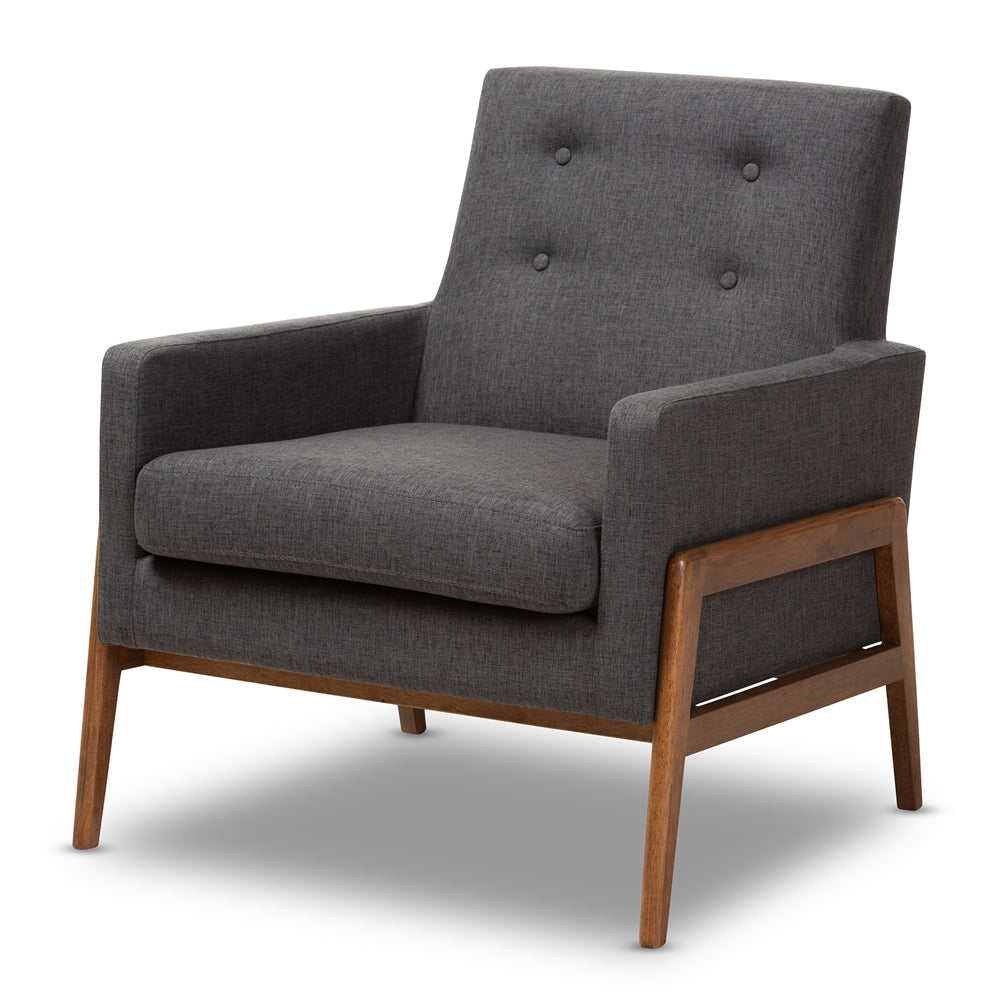 Baxton Studio Perris Mid-Century Modern Dark Grey Lounge Chair