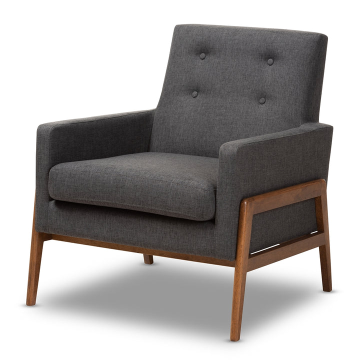 Baxton Studio Perris Mid-Century Modern Dark Grey Lounge Chair
