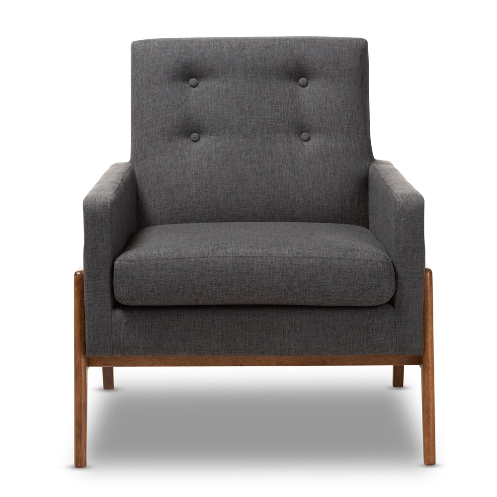 Baxton Studio Perris Mid-Century Modern Dark Grey Lounge Chair