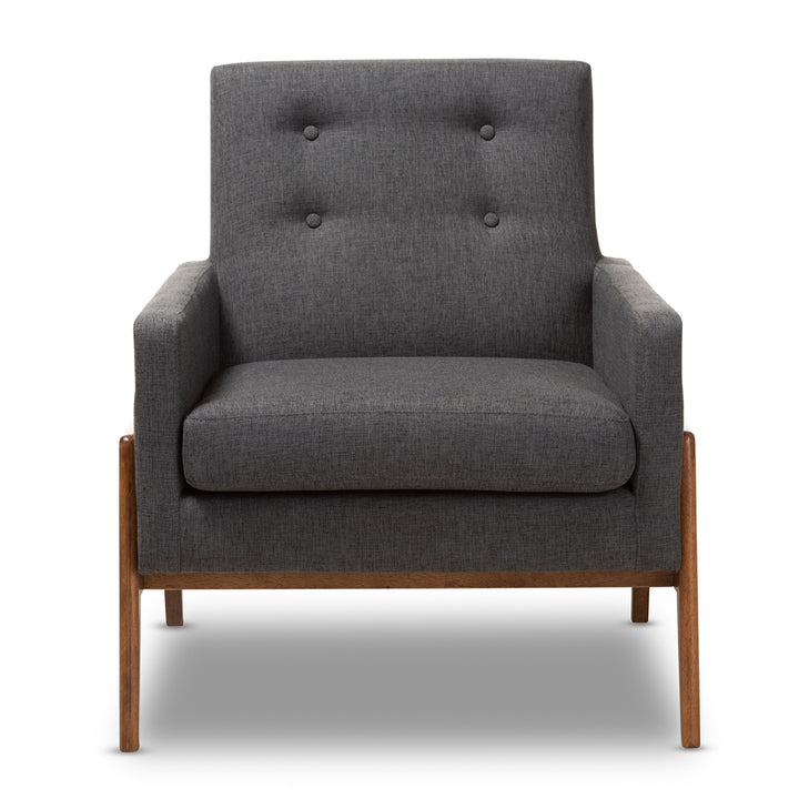 Baxton Studio Perris Mid-Century Modern Dark Grey Lounge Chair
