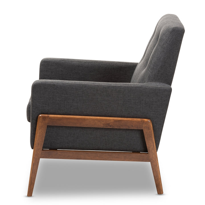 Baxton Studio Perris Mid-Century Modern Dark Grey Lounge Chair