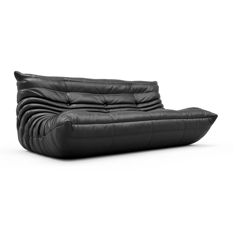 Armless Large Microfiber Leather 3-Seat Bean Bag Sofa