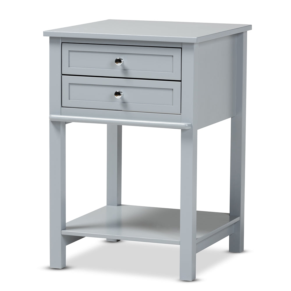 Willow Modern Light Grey Finished 2-Drawer Wood End Table
