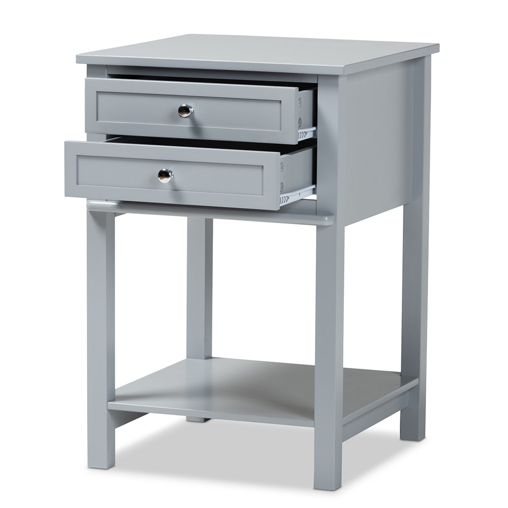 Willow Modern Light Grey Finished 2-Drawer Wood End Table