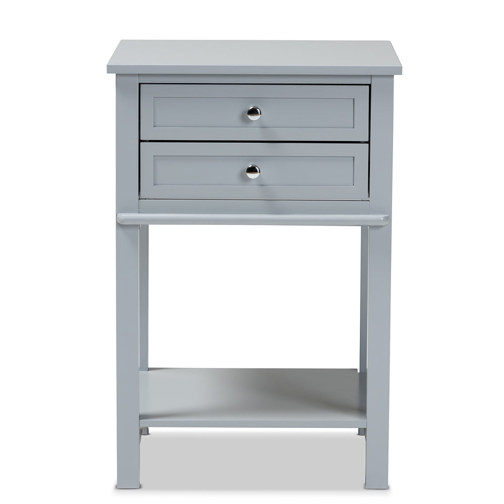 Willow Modern Light Grey Finished 2-Drawer Wood End Table