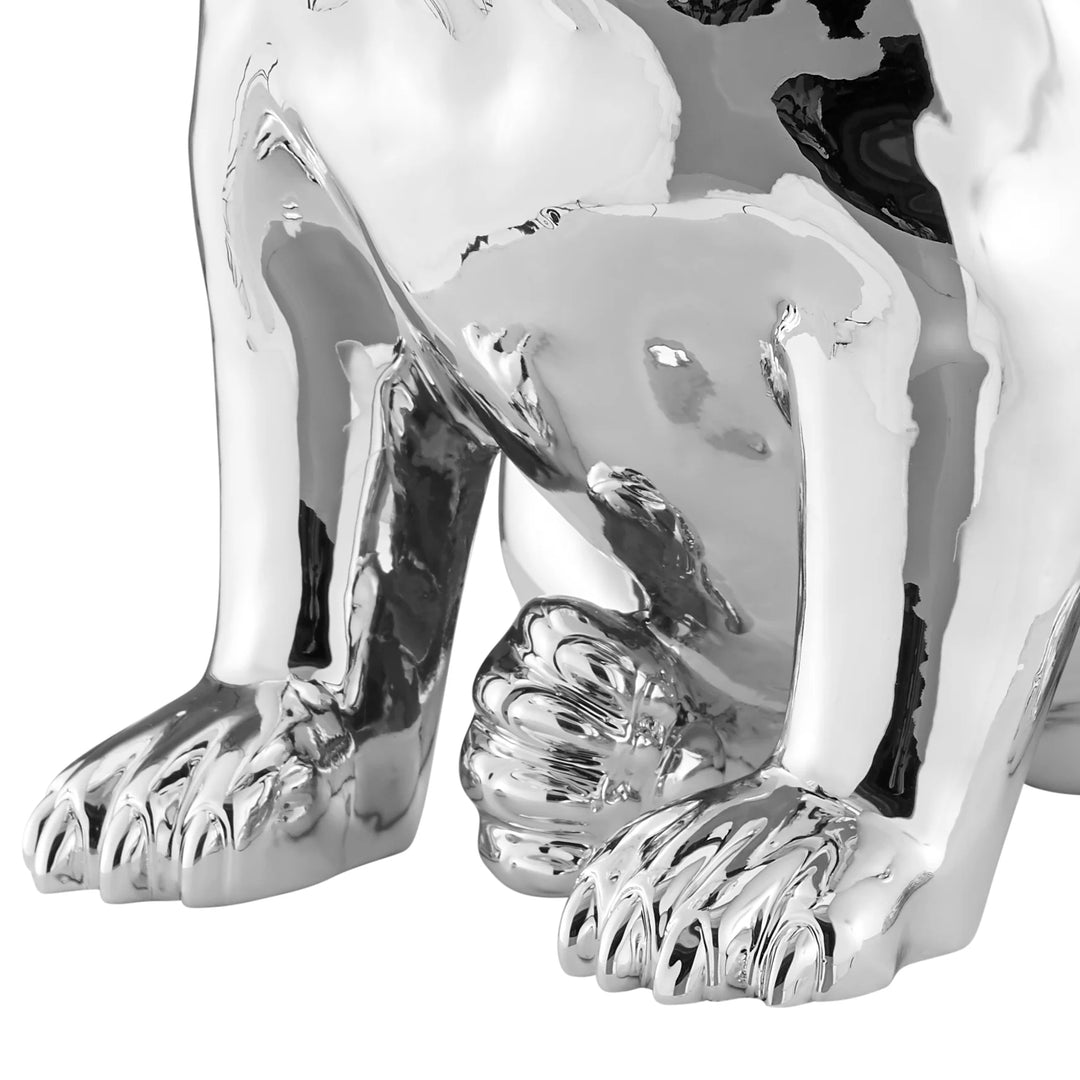 French Bulldog Sitting Sculpture. Chrome & Black