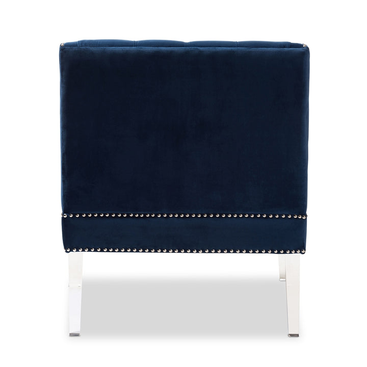 Baxton Studio Silvana Modern and Contemporary Navy Velvet Fabric Lounge Chair