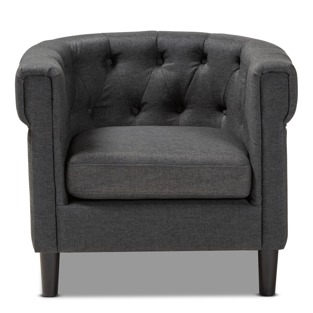 Bisset Classic and Traditional Gray Chesterfield Chair