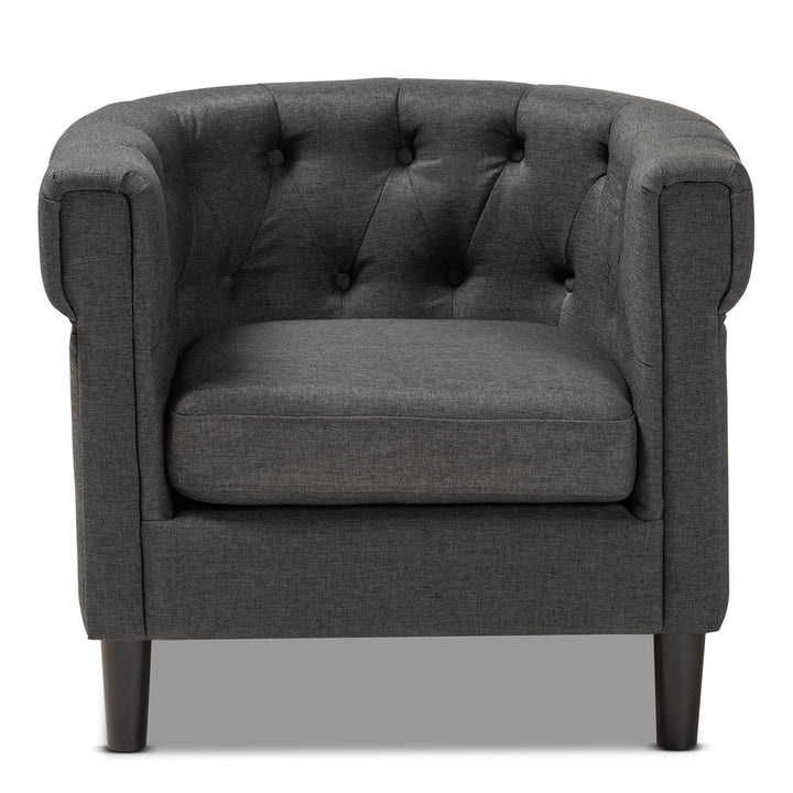 Bisset Classic and Traditional Gray Chesterfield Chair