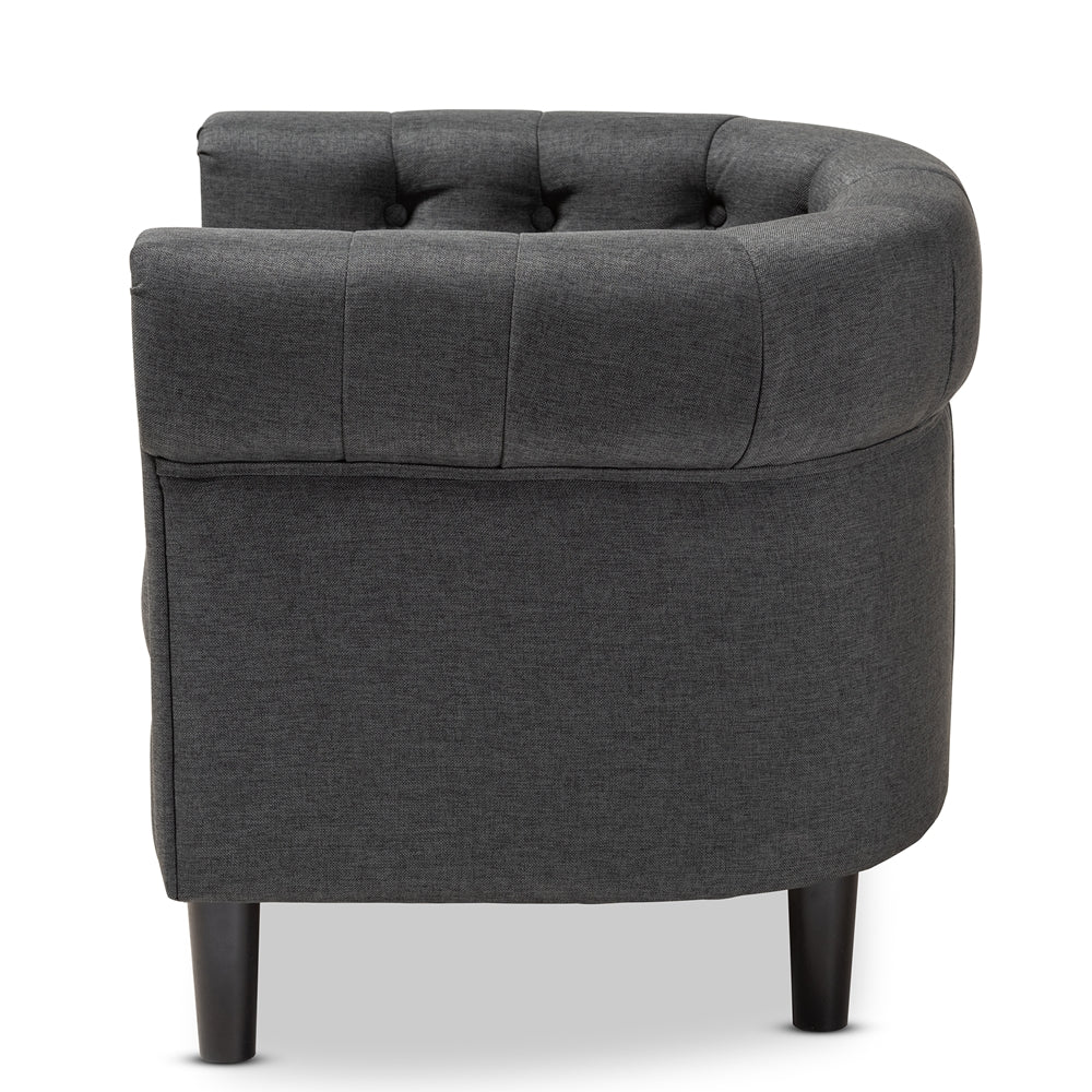 Bisset Classic and Traditional Gray Chesterfield Chair