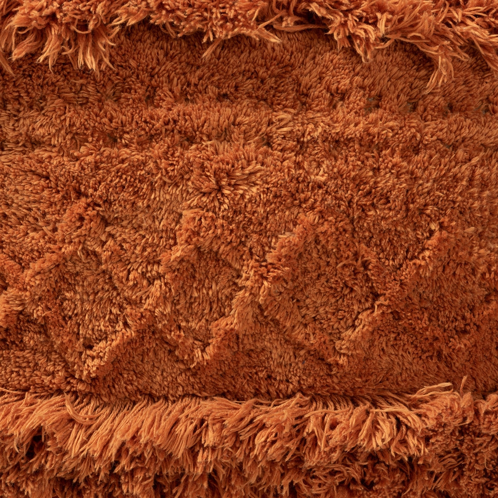 Curlew Moroccan Inspired Orange Handwoven Cotton Pouf Ottoman