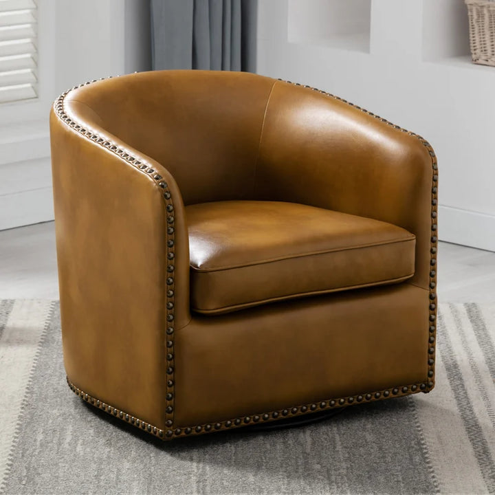 Gatwick Faux Leather Swivel Barrel Chair