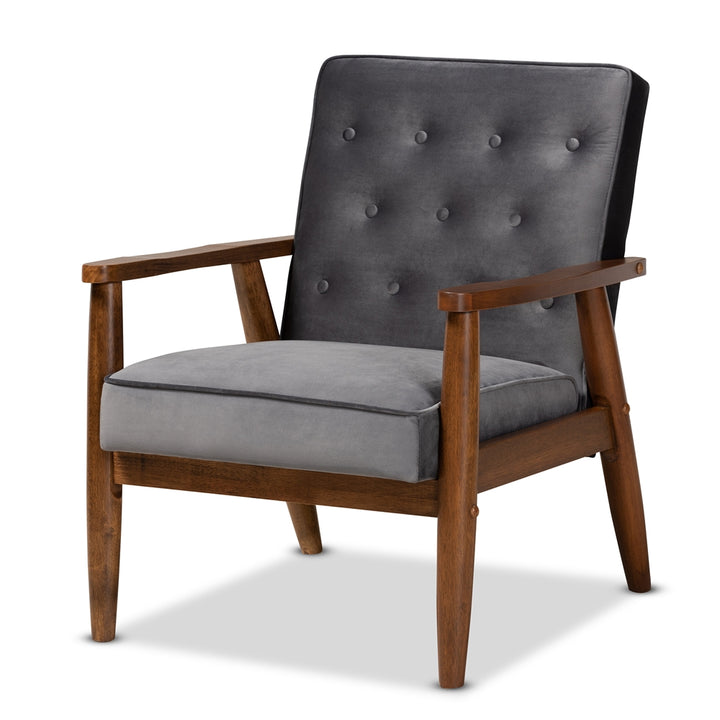 Sorrento Mid-Century Grey Velvet Chair
